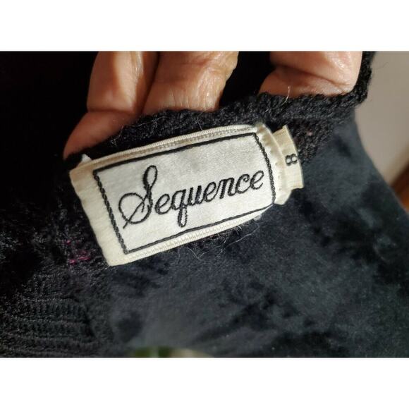 Sequence Women's Solid Black 100% Acrylic Long Sleeve Top & Skirt 2 Piece Suit 8 - Picture 8 of 10